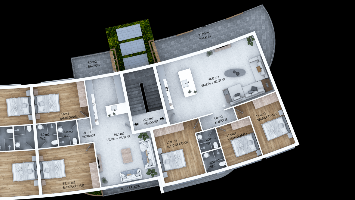Квартиры 2+2 в новом современном комплексе в поселении Лапта